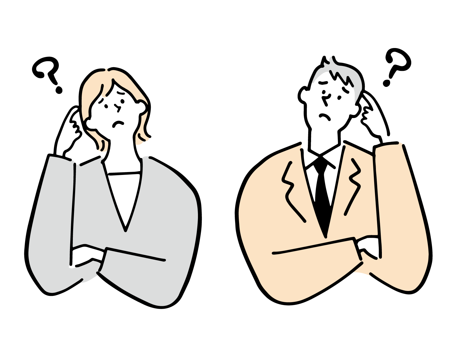 困っている男女のイラスト